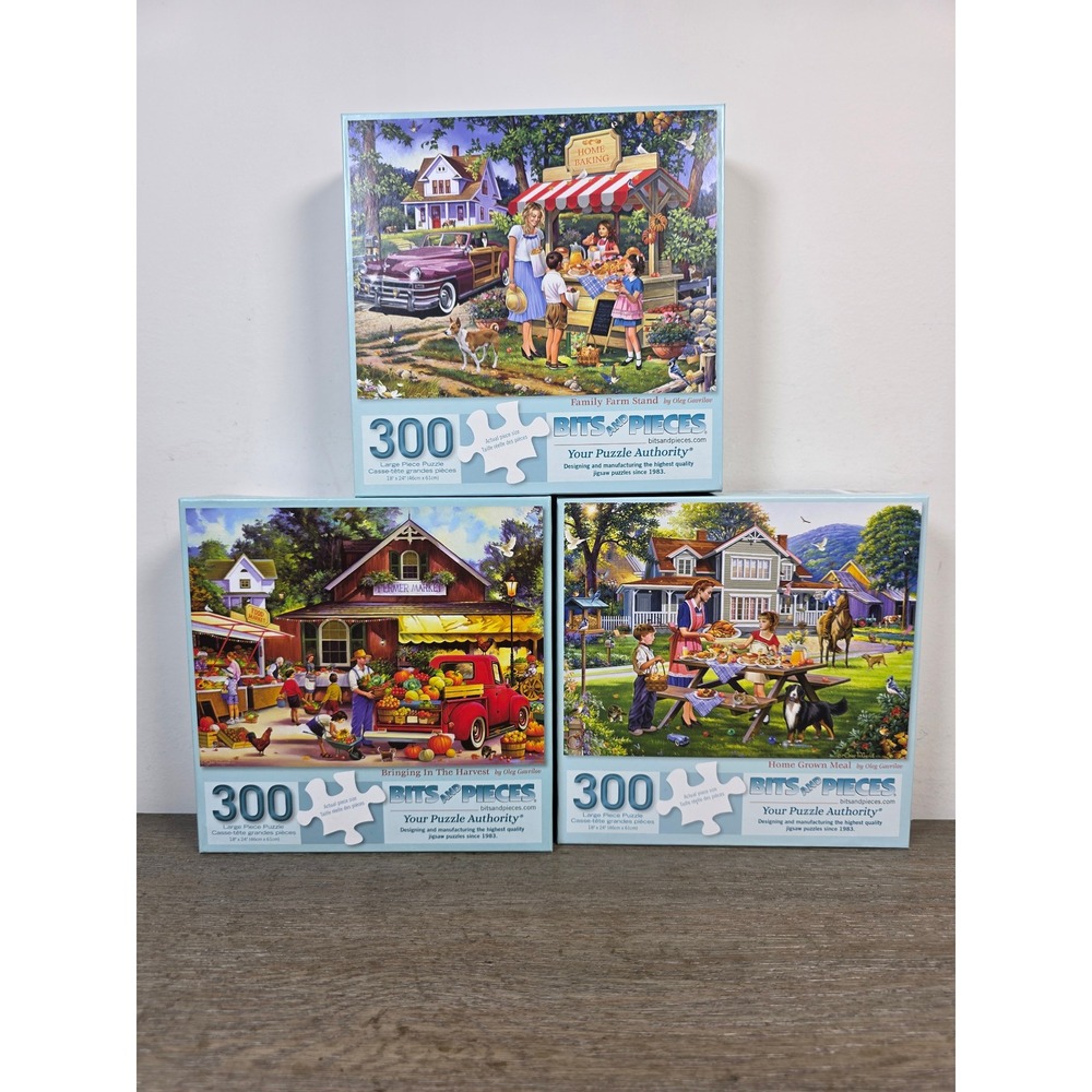 Set of Three (3) Bits and Pieces 300 Large Piece Jigsaw Puzzles Oleg Gavrilov